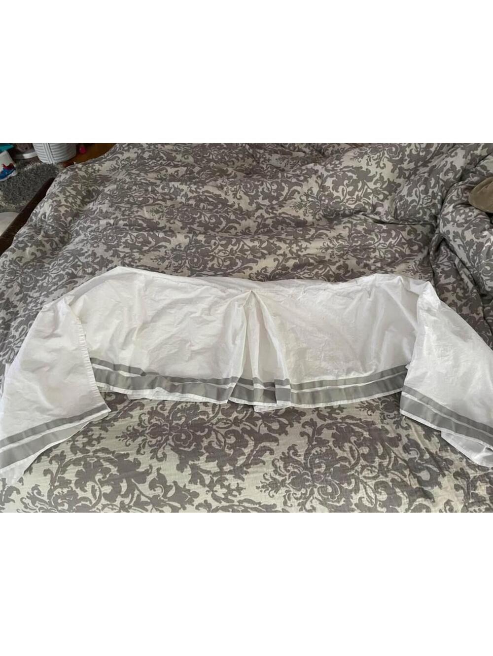 Pottery Barn Kids Crib Skirt Grey Ribbon